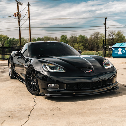 Vinyl Car Wraps San Antonio - Freshly wrapped black Corvette sportscar