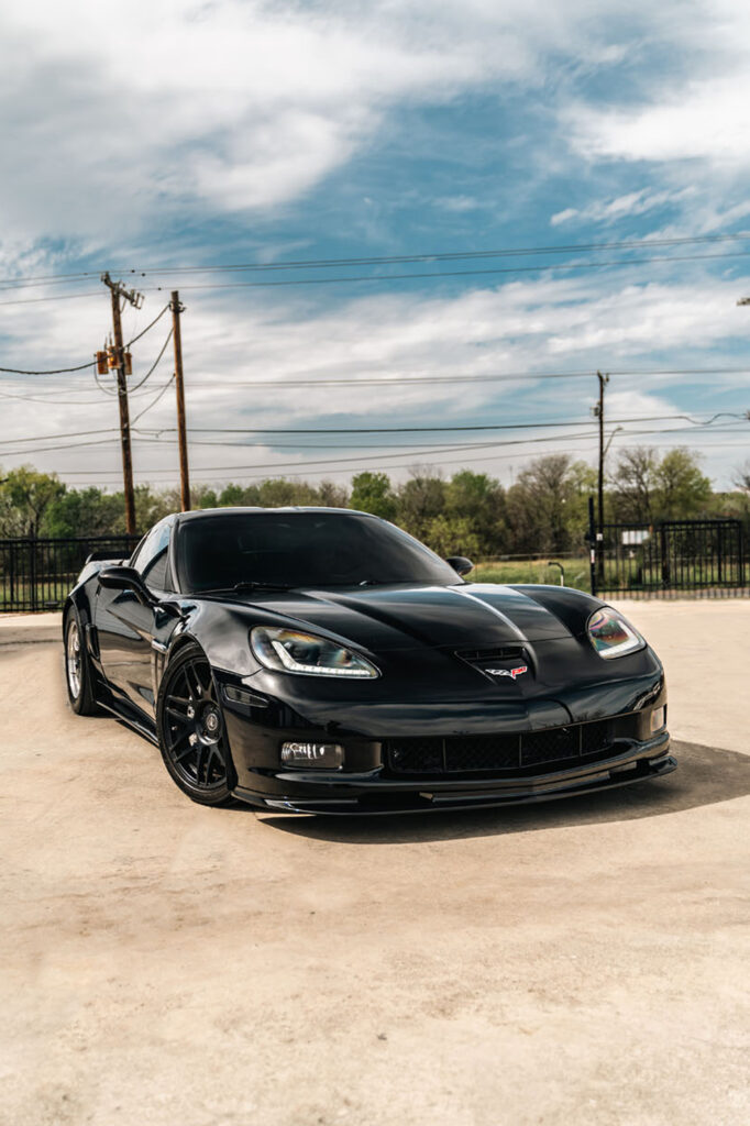 Auto Detail - skewed view of a freshly detailed and waxed Corvette